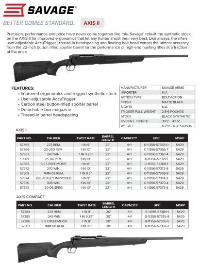 SAV 57386 AXIS II COMPACT 6.5 CREEDMOOR