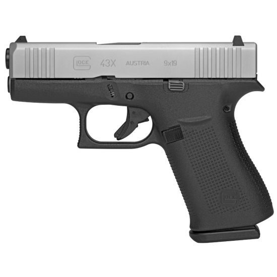 Glock 43X 9mm SC 3.41″ 10+1 Silver/Black PX435SL201