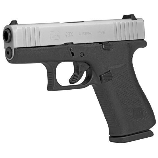 Glock 43X 9mm SC 3.41″ 10+1 Silver/Black PX435SL201