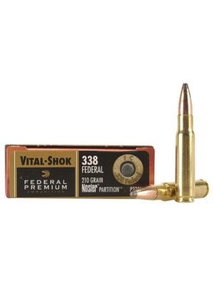 Federal Ammo Vital-Shok, 210gr, Nosler Partition, 338 Federal, 20rd