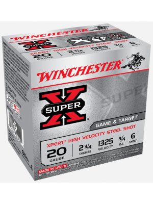Winchester Super-X Lead Free – 20ga – 2-3/4″ – 3/4oz – 6 shot – 25rd