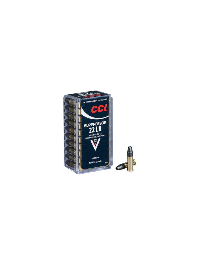 CCI Ammo Suppressor 22LR Subsonic Hollow Point 45gr, 970 FPS 50rds
