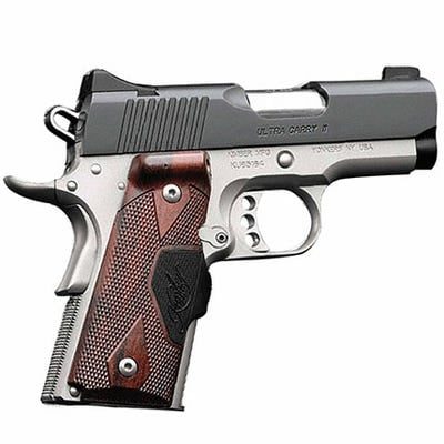 KIMBER ULTRA CARRY II BLACK / STAINLESS .45 ACP 3″ BARREL 7-ROUNDS W/ LASER GRIPS