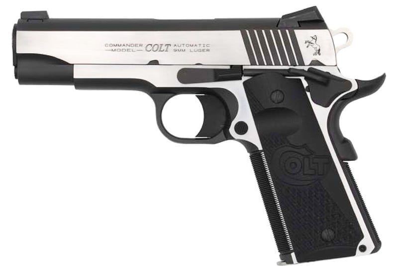COLT FIREARMS COMBAT ELITE 1911 COMMANDER STAINLESS/BLACK 9MM 4.25″ BARREL 9-ROUNDS