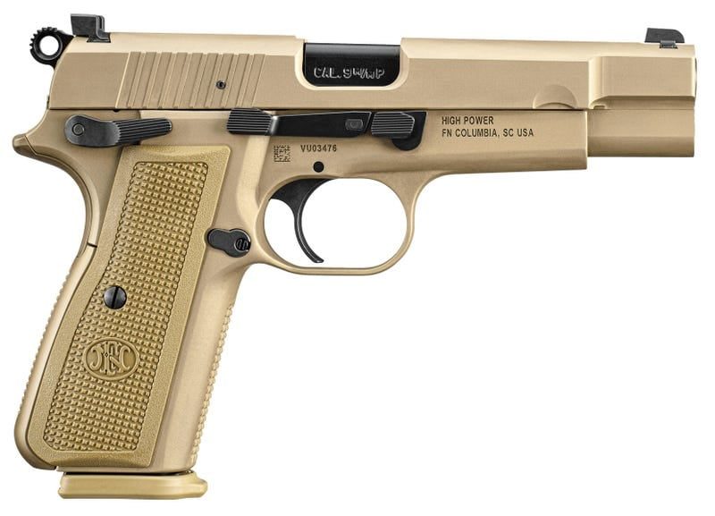 FN HIGH POWER FLAT DARK EARTH 9MM 4.7″ BARREL 10-ROUNDS WITH ZIPPERED BALLISTIC RANGE BAG
