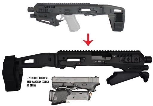 FULL CONCEAL VIPER WITH M3D FOLDING GLOCK PISTOL 9MM 21-ROUNDS