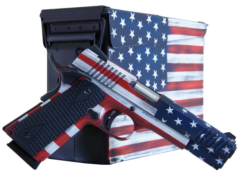 CITADEL FIREARMS M-1911 AMERICAN FLAG .45 ACP 5″ BARREL 8-ROUNDS WITH AMMO CAN