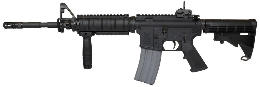 Colt SOCOM Carbine 5.56/.223, 14.5″ Barrel with pin and welded muzzle device, Knights Quad Rail, Black, 30rd Colt