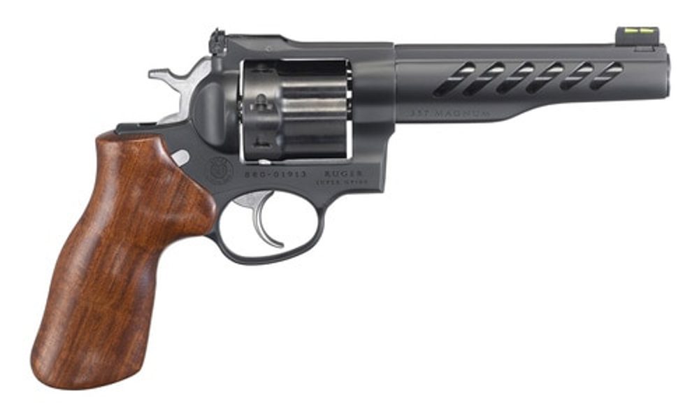 Ruger Super GP100 357 Mag/38 Spec 5.5″ Barrel Hogue Hardwood Grip Black PVD Finish, 8 Round Ruger