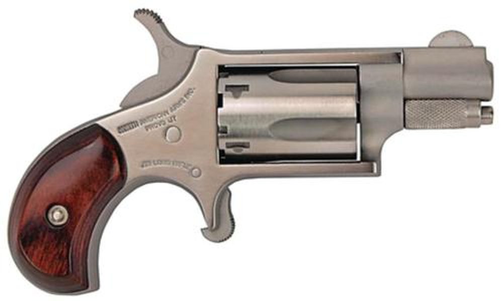 NAA 22LR Mini-Revolver 22LR 1.12″ 5rd Rosewood Grip Stainless North American Arms