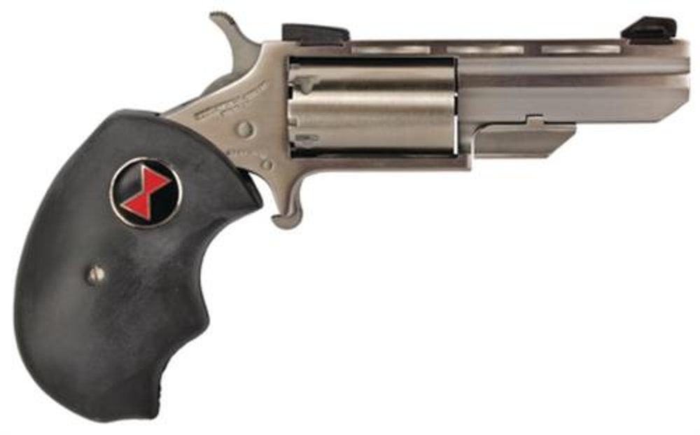 North American Arms Black Widow, Single Action, Revolver, 22 WMR, 2″ Barrel, Stainless, Silver, Rubber Grips, Fixed Sights, 5 Rounds North American Arms