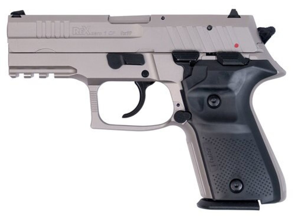 Arex Rex Zero 1 Compact Single/Double 9mm 3.85″ Barrel, Black Polymer Grip Nickel Frame/Slide, 15rd AREX