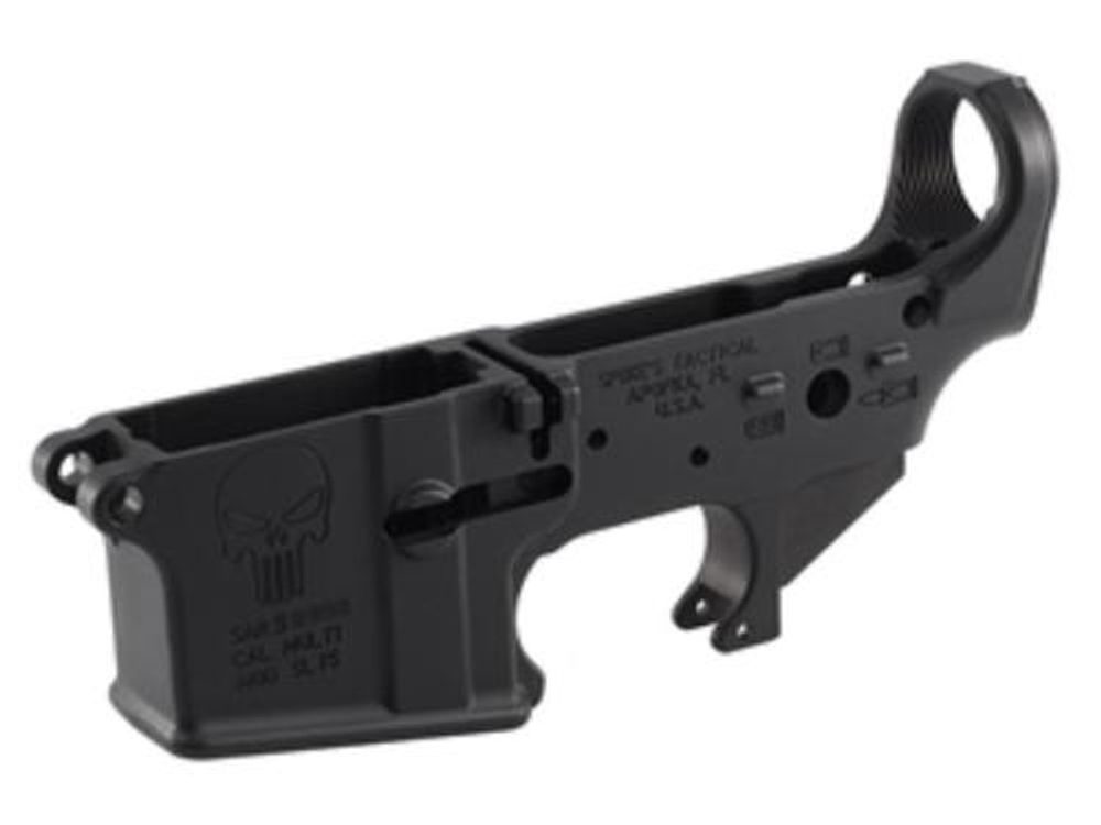 Spikes AR-15 Lower Receiver Stripped, Punisher Logo Spikes Tactical