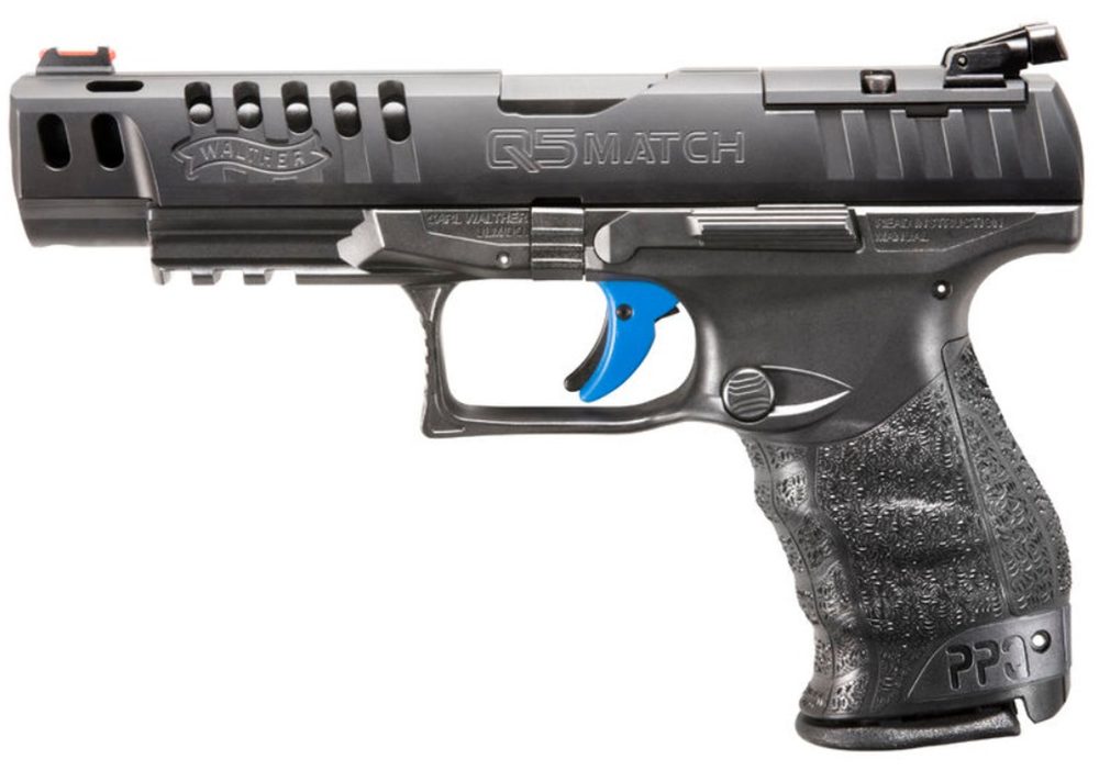 Walther PPQ M2 Q5 Match OR 9mm, 5″ Barrel, FO Front, Black, 15rd Walther