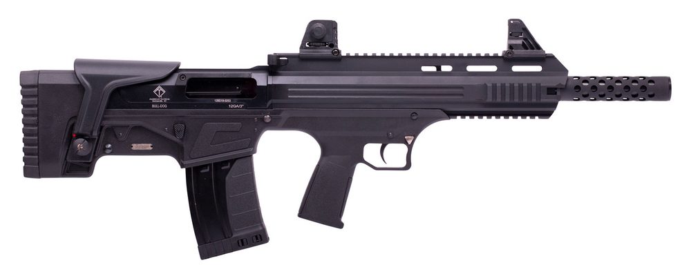 American Tactical, Bulldog Bullpup, 12 Ga 3″, 18.5″ Barrel, Iron Sights, AR Style Charging Handle, 5Rd, Black ATI American Tactical Imports