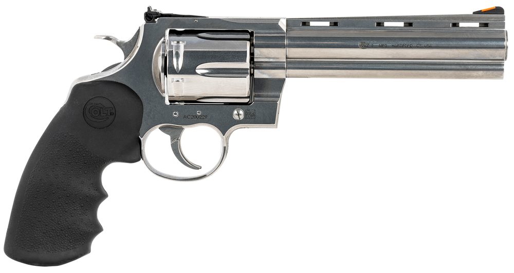 Colt Anaconda 44 Magnum, 6″ Barrel, Stainless Steel, Black Hogue Grip, 6rd Colt