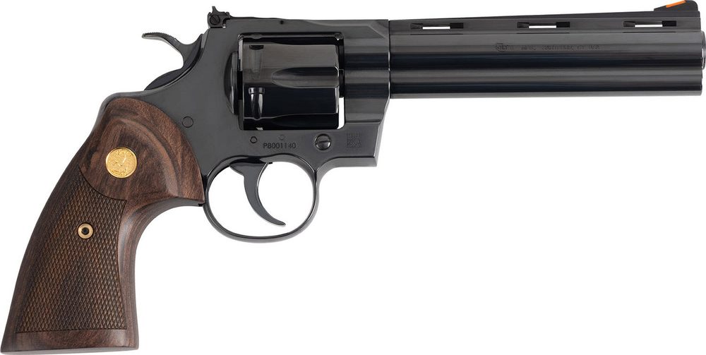 Colt Python 357 Magnum, 6″ Barrel, Blued, Walnut Grips, 6rd Colt