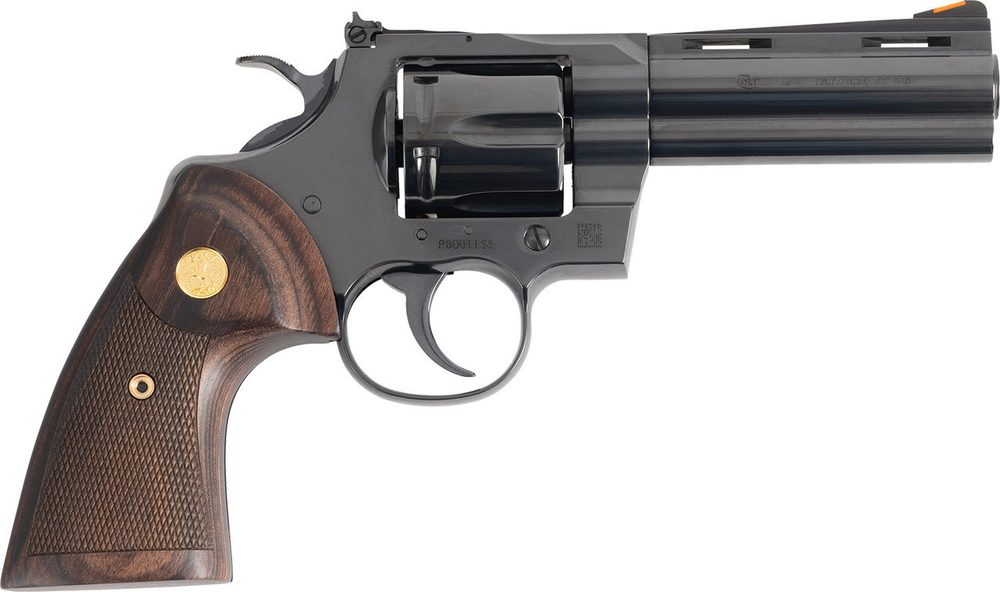 Colt Python 357 Magnum, 4.25″ Barrel, Blued, Wood Grips, 6rd Colt
