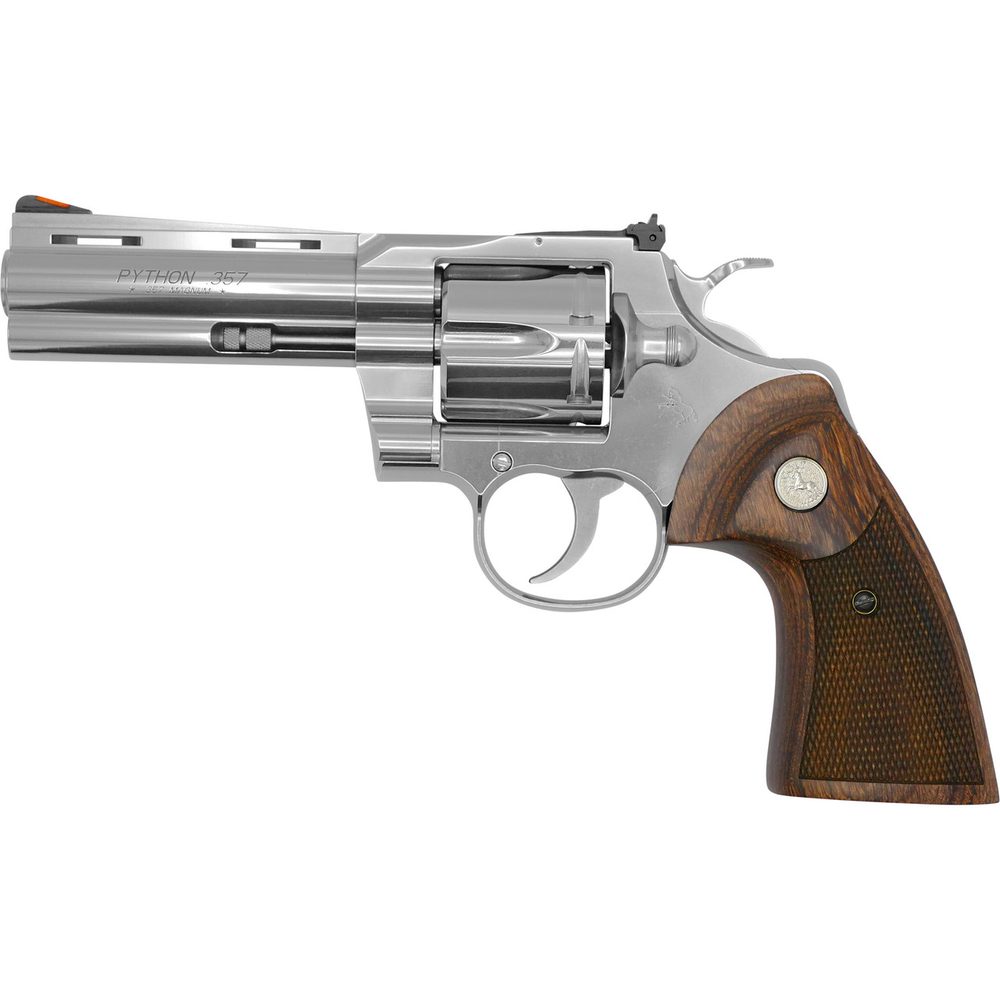 Colt Python 357 Magnum, 4.25″ Barrel, Stainless Frame, Walnut Grips, 6rd Colt