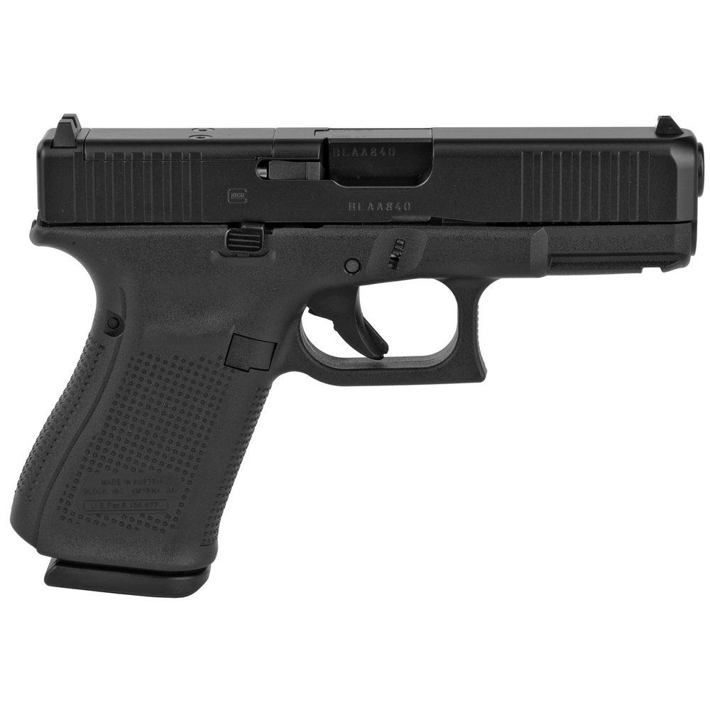 Glock G19 Gen 5 MOS Compact 9mm, 4″ Barrel, Black, Fixed Sights, 15rd Glock