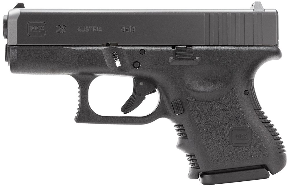 Glock G26 Gen 3 9mm, 3.43″ Barrel, Black, CA Compliant, Fixed Sights, 10rd Glock