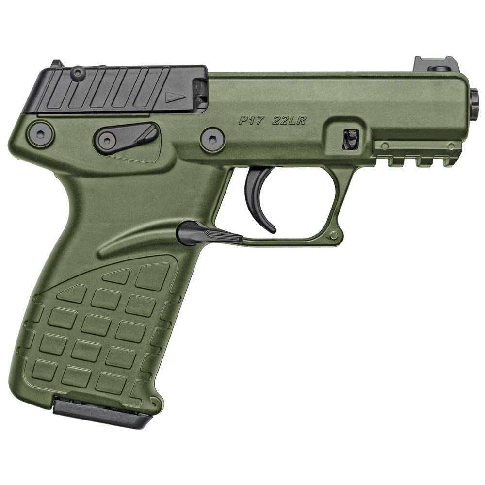 Kel-Tec P17 22 LR 3.93″ 16+1 Black Slide Green Polymer Frame Threaded Barrel 3 Magazines Kel-Tec
