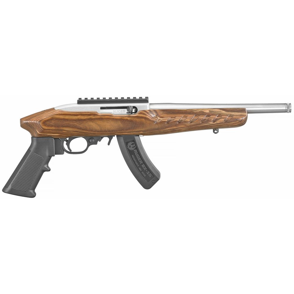 Ruger Charger TALO Edition 22 LR, 10″ Threaded Barrel, Brown Laminate, Adjustable Bipod, 15rd Ruger