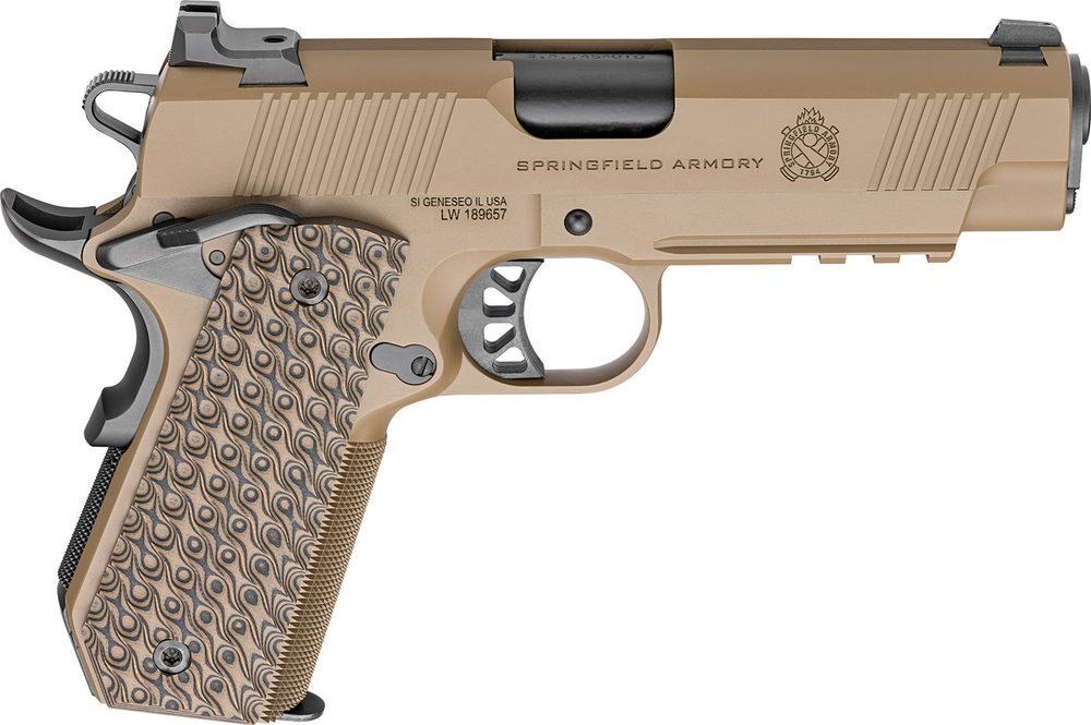 Springfield 1911 TRP 45 ACP, 4.25″ Barrel, Coyote Brown Cerakote, G10 Grips, 3x7rd Mags Springfield Armory