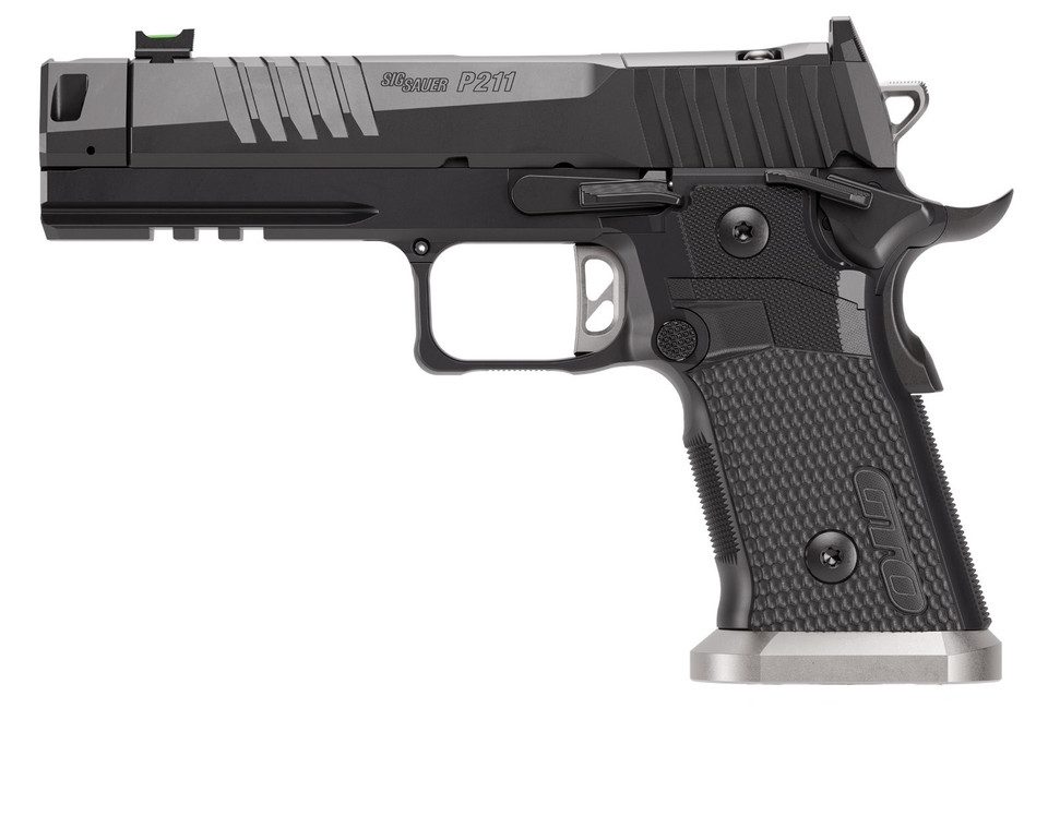 Sig P211 GTO 9mm, 4.4″ Barrel, MACH3D Compensator, Optics Ready, Fiber Optic Sights, Flared Magwell, 10rd