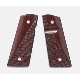 Fusion Firearms 1911 Officer Grips, Red Cocobolo, Ranger Cut, Mag-Well Bottom, Thumb Groove