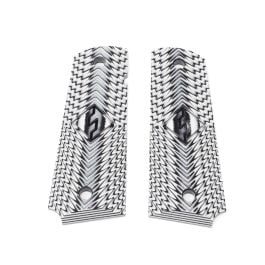 1911 Gov. Size Grips, G-10 White / Black, Fusion LOGO (White Starburst)