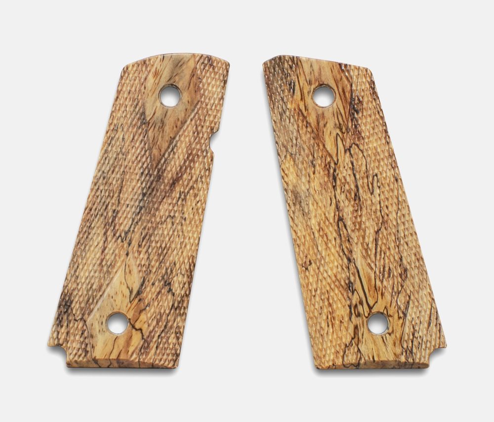 Fusion Firearms 1911 Officer Grips, White Cocobolo, Double Diamond Checkered, Beveled, Thin