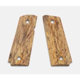 Fusion Firearms 1911 Officer Grips, White Cocobolo, Double Diamond Checkered, Beveled, Thin