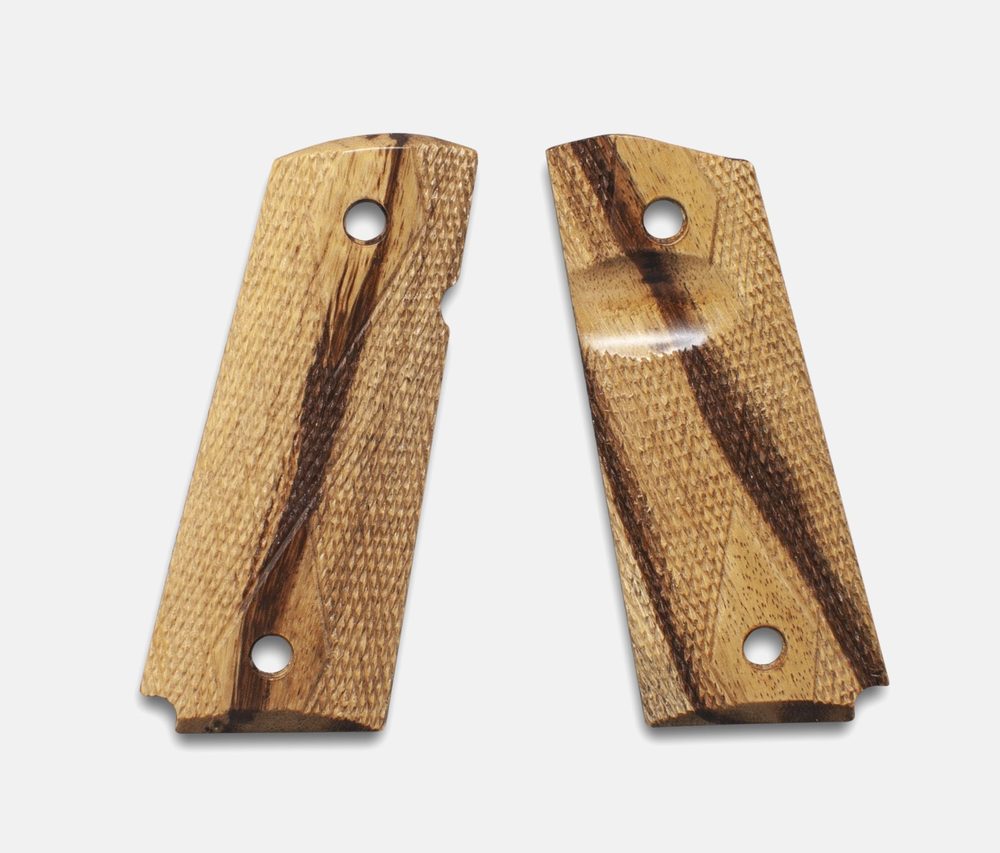 Fusion Firearms 1911 Officer Grips, Inkberry, Double Diamond Checkered, Beveled, Thumb Groove