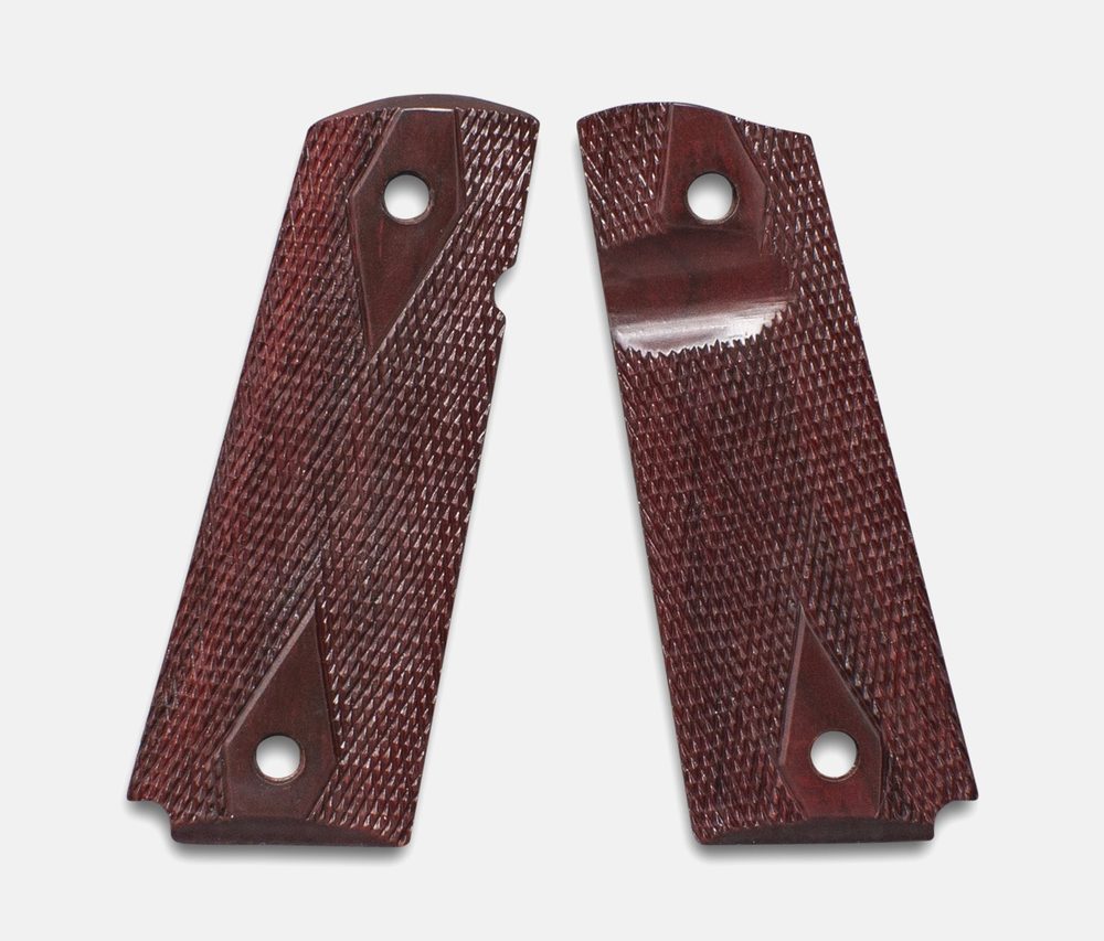 Fusion Firearms 1911 Full Size Grips, Red Cocobolo, Diamond Checkered Bev Bottom, TG