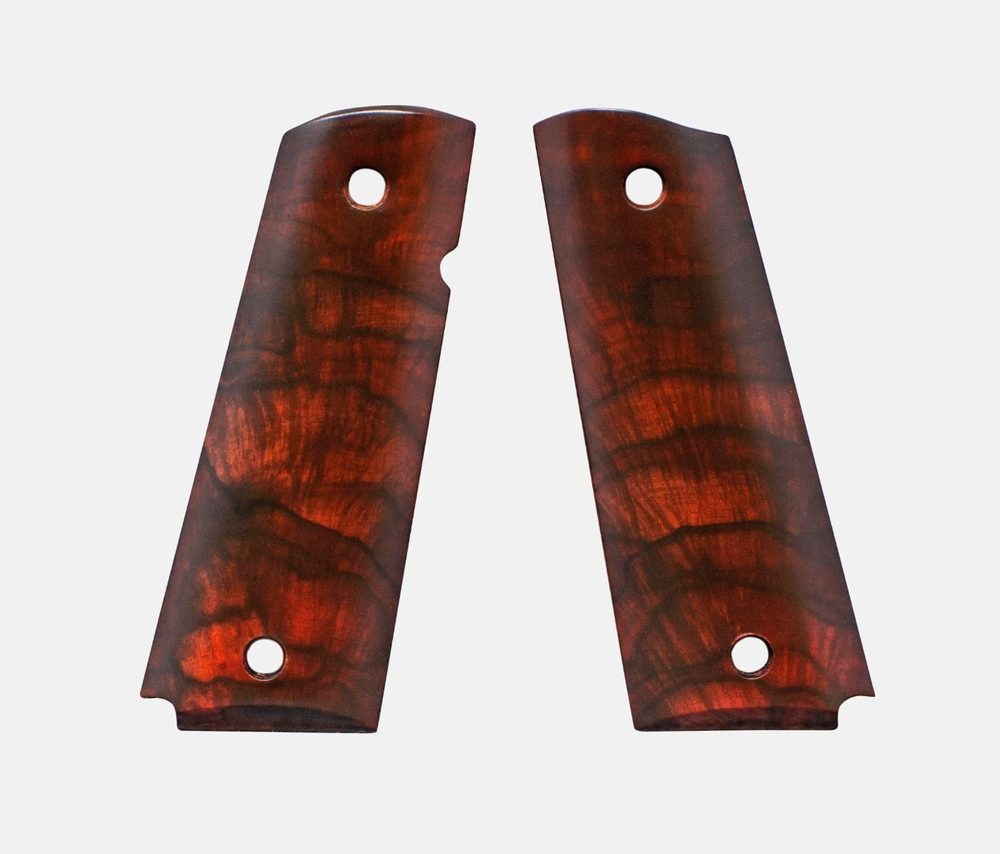 Fusion Firearms 1911 Full Size Grips, Red Cocobolo, Smooth, Beveled Bottom