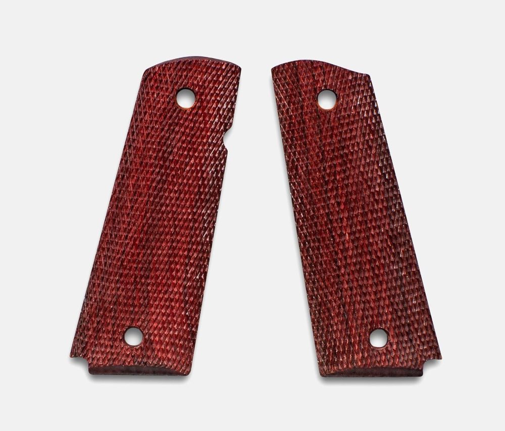 Fusion Firearms 1911 Full Size Grips, Red Cocobolo, Checkered, Beveled Bottom