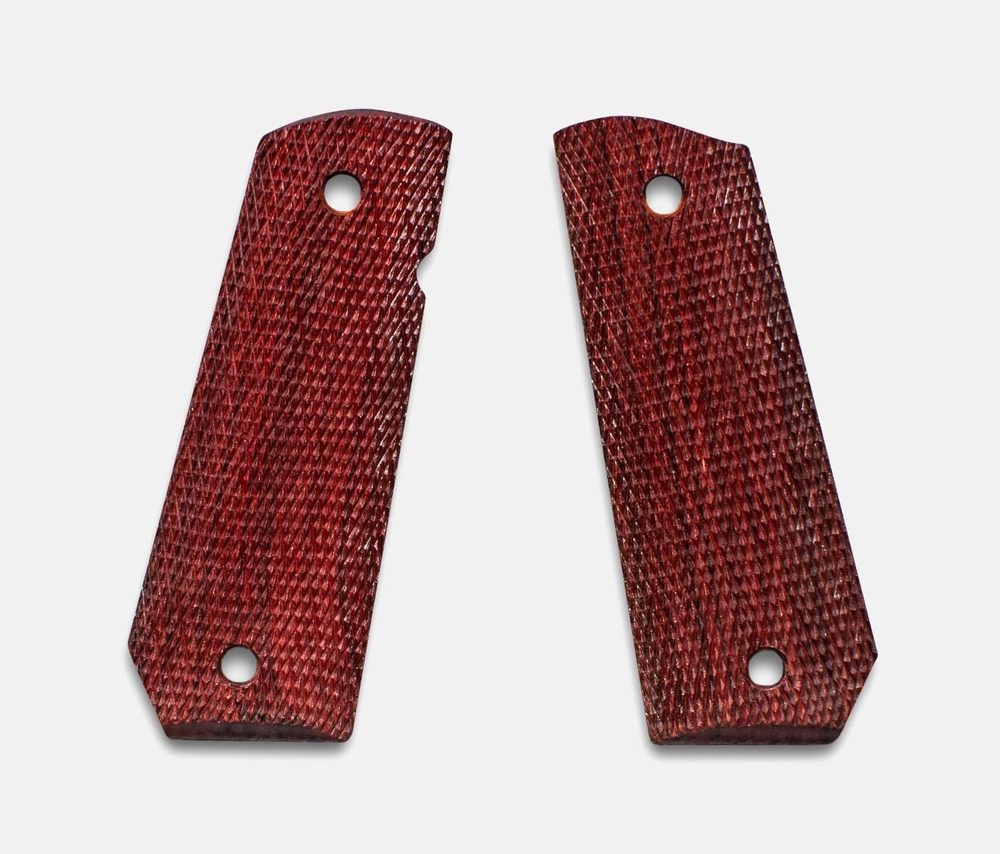 Fusion Firearms 1911 Full Size Grips, Red Cocobolo, Checkered, Carry Cut