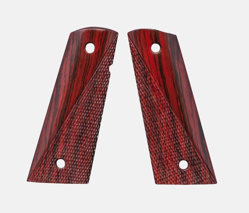 Fusion Firearms 1911 Full Size Grips, Red Cocobolo, Ranger Cut, Mag-Well Bottom
