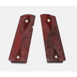 Fusion Firearms 1911 Full Size Grips, Red Cocobolo, Double Diamond Checkered, Beveled Bottom