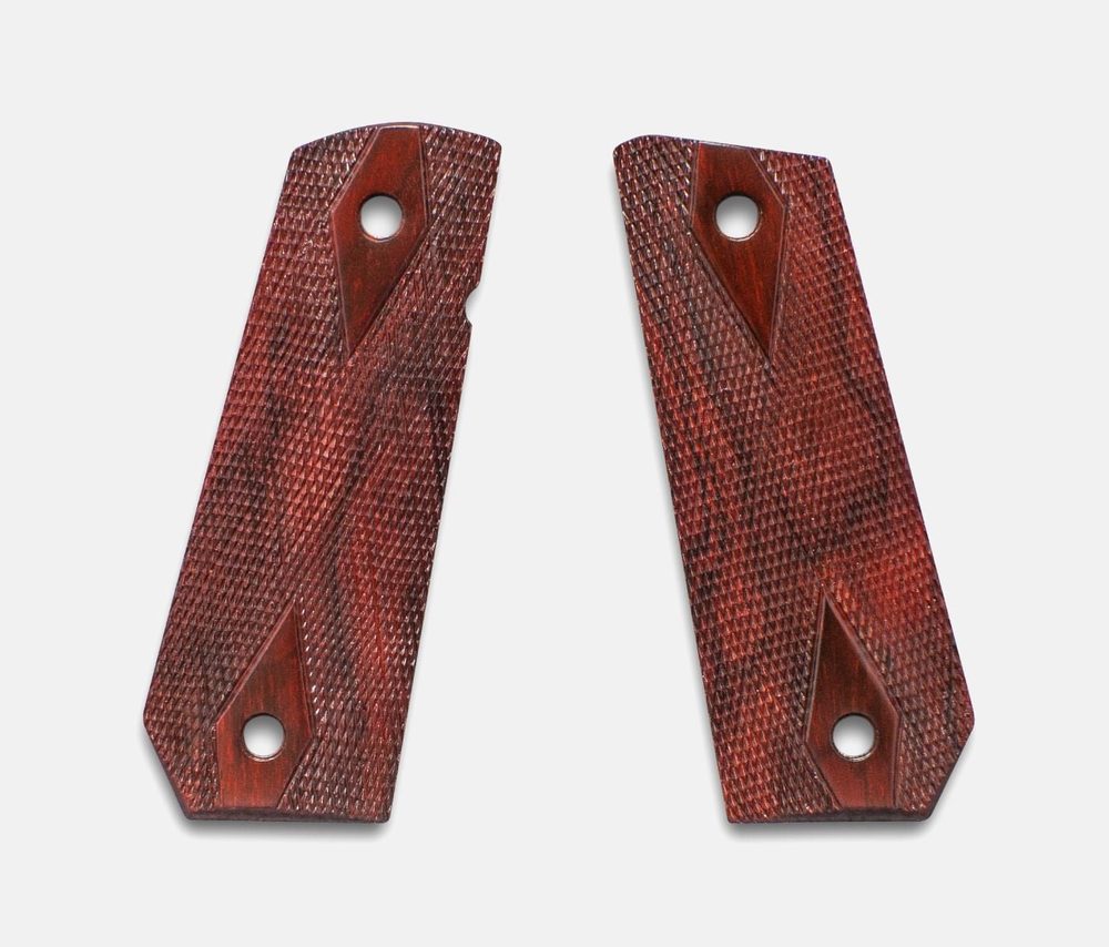 Fusion Firearms 1911 Full Size Grips, Red Cocobolo, Double Diamond Checkered, Carry Cut