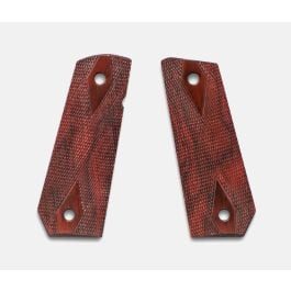 Fusion Firearms 1911 Full Size Grips, Red Cocobolo, Double Diamond Checkered, Carry Cut, Thin