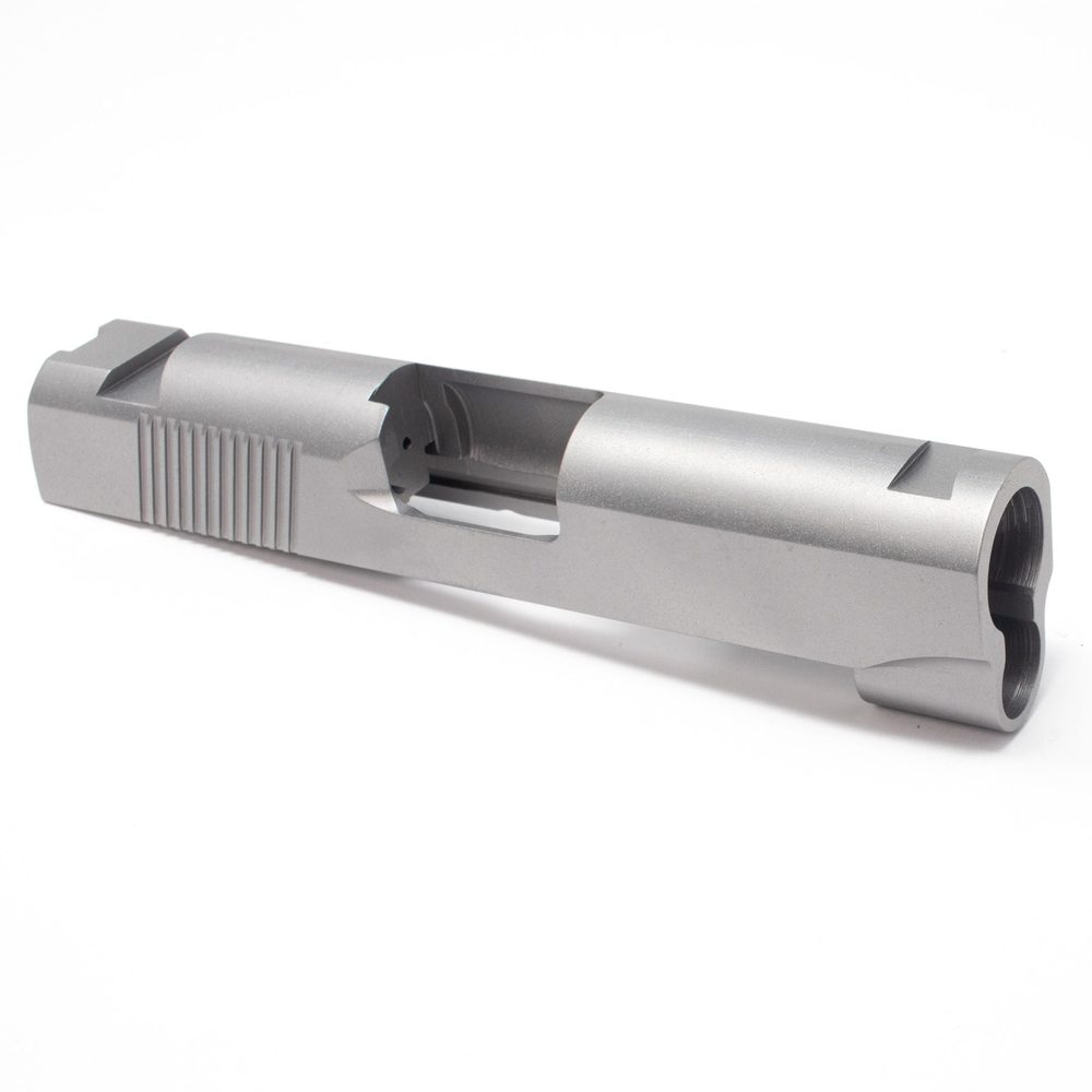 Fusion Firearms 1911 Officer Slide – 45 ACP Carbon Swept Cut/ Thin Rear Serrations/ STD Sight Cuts