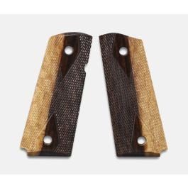 Fusion Firearms 1911 Officer Grips, 2-Tone Cocobolo, Double Diamond Checkered, Beveled, Thin