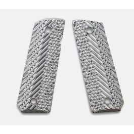 Fusion Firearms 1911 Full Size Grips, G-10 White / Black, Ripple Design, Beveled Bottom