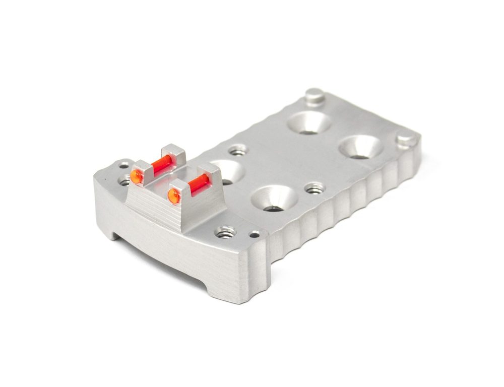Fusion Firearms 1911 RMR Base Plate (Trijicon Style) -Light-Weight Aluminum -Silver, Fiber Optic