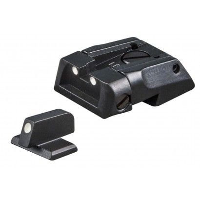 Fusion Firearms 1911 Standard Dovetail – White Dot Adjustable Sight Set Flat Front Sight