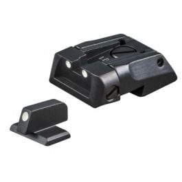 Fusion Firearms 1911 Standard Dovetail – White Dot Adjustable Sight Set Flat Front Sight