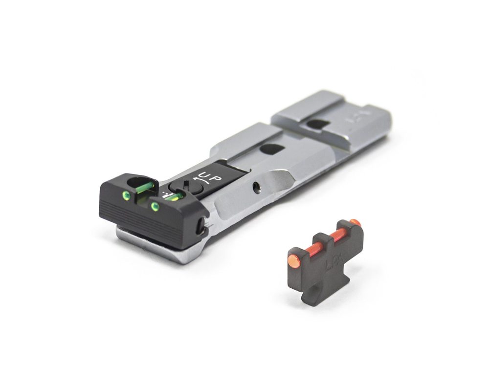 Fusion Firearms S&W RMR Rear Sight Fiber Optic Silver Body With Red Plunger Front Sight